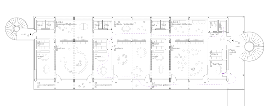 2319 Wettbewerb Schule Neufeld Thun 1. Obergeschoss
