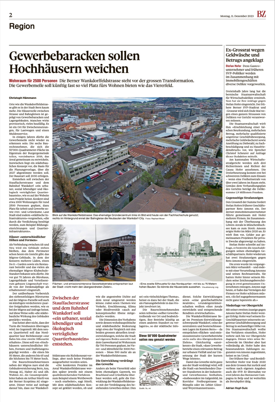 Quartierstadt Wankdorf Zeitungsbericht Berner Zeitung