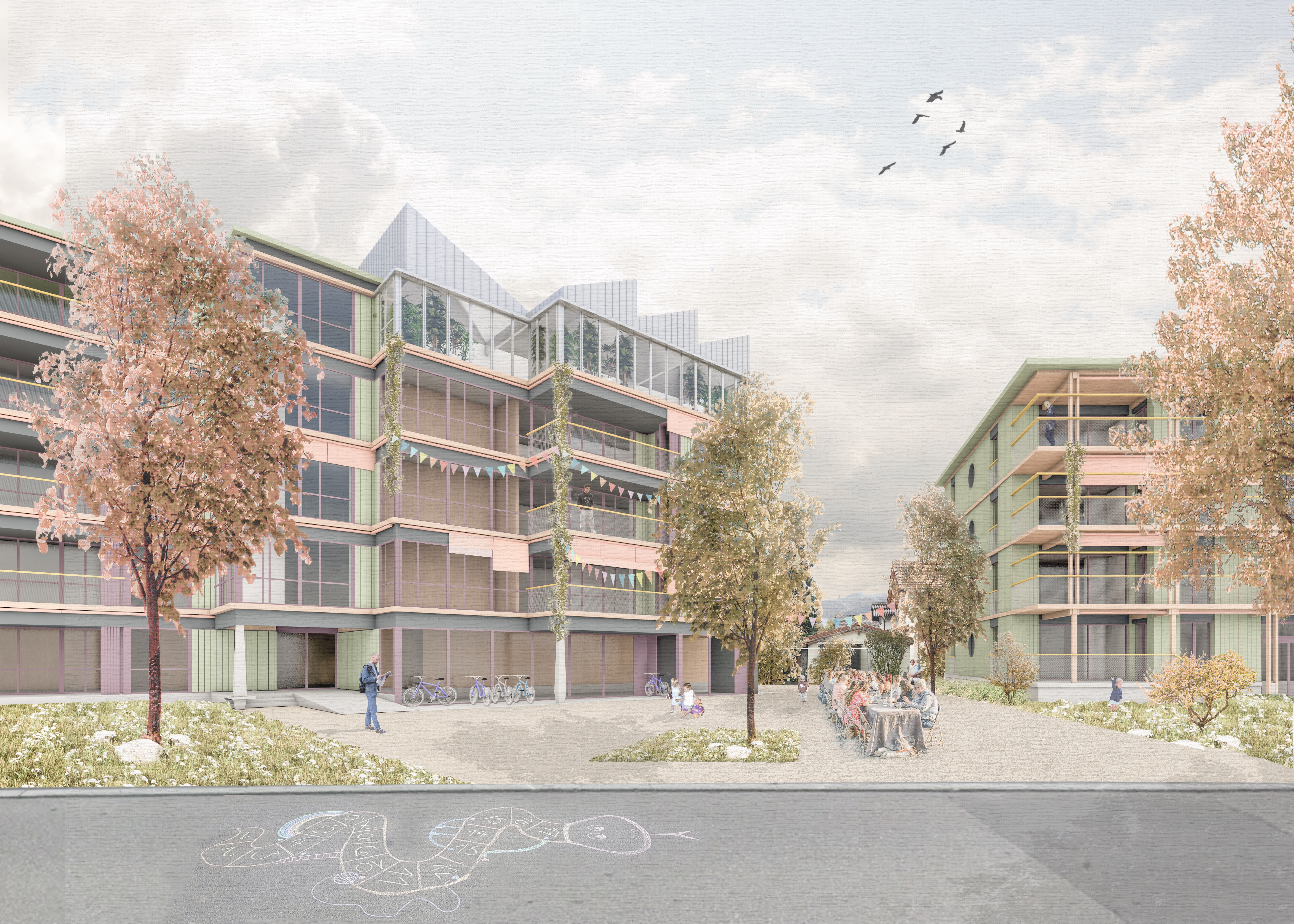 2319 Wettbewerb Wohnbaugenossenschaft Stern Dahlienweg Thun Visualisierung